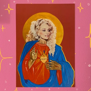 Jesus! Dolly - Original artwork collage print Jesus Dolly Parton Kitsch Camp A4 A5