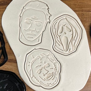 Masked Horror Trio Slasher Cookie Cutter Set, Horror Movie Collectible, Spooky Scary Gift, Baking Accessory