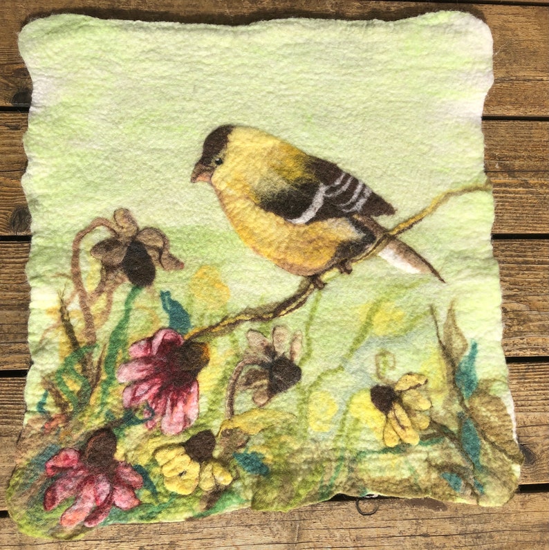 American Goldfinch Wall Hanging Wool Bird Wall Art Home Etsy