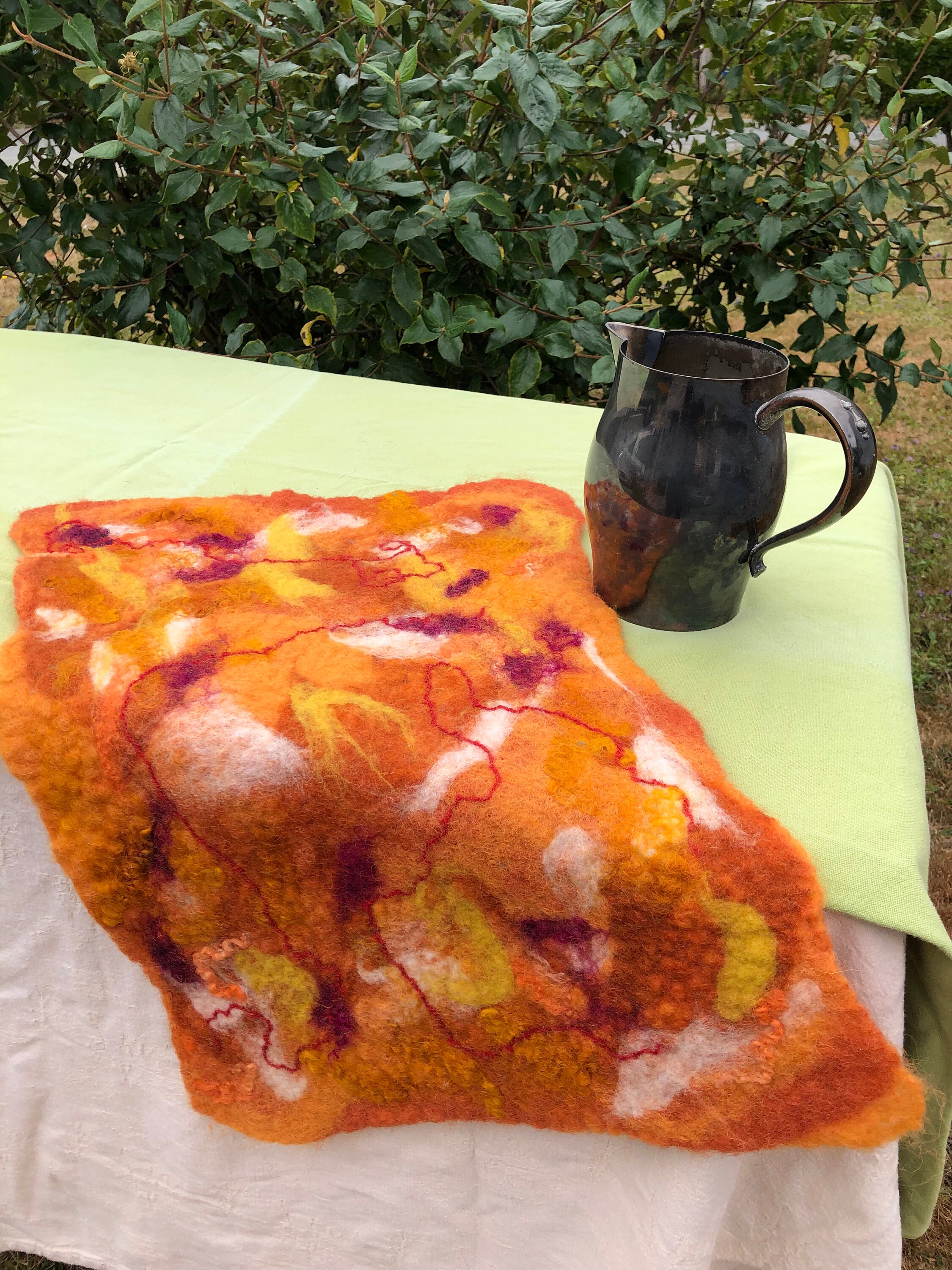 Wool Table Runner Wet Felted 100 Wool Warm colors Etsy