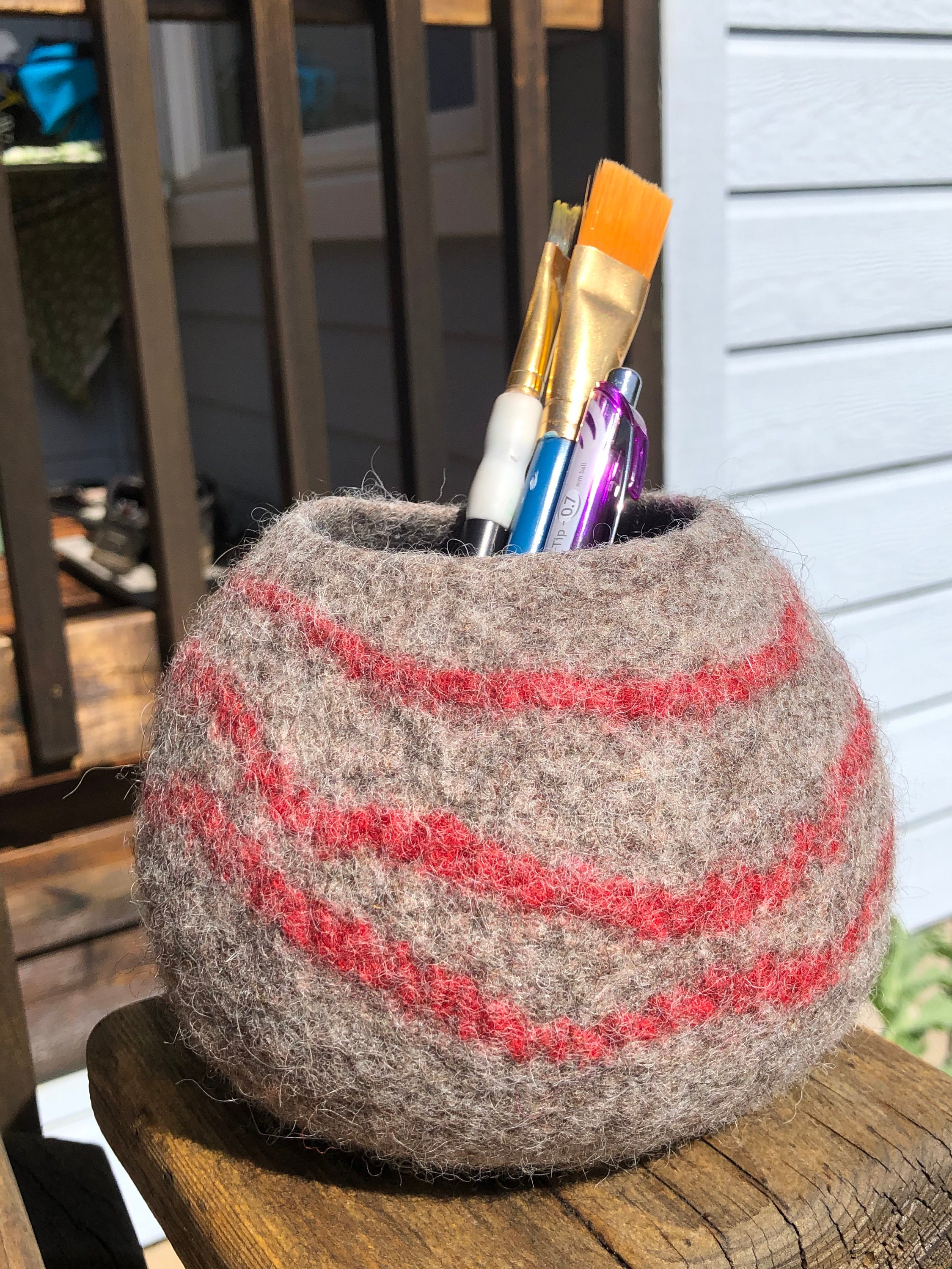 Wool Vessel Felted Vase Wet Felted Vessel Felted Art Table Etsy