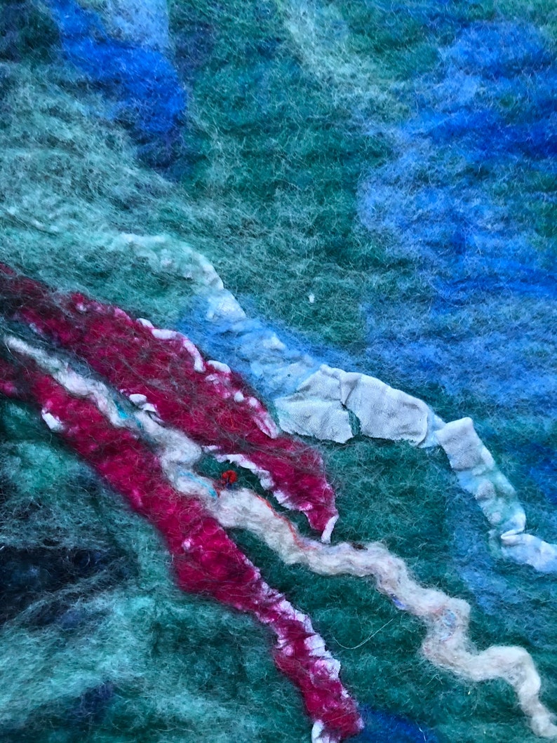 Wet felted Wall Hanging Two Jellyfish wall art Wool Art Home Jelly fishDecor Wall Art Jellyfish Wall Hanging