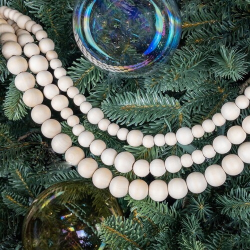 Red Wood Bead Garland Boho Decor Christmas Tree Garland Etsy