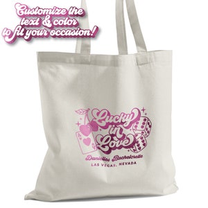 Custom Lucky in Love Bachelorette Bag | Tote Bag | Hangover Kit | Survival Kit | Recovery | Party Favor Gift | Casino | Las Vegas | Gambling