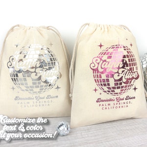 Custom Stayin&#39; Alive Disco Bachelorette Bag | Last Disco | Tote Bag | Hangover Kit | Survival Kit | Recovery Kit | Party Favor Gift | Decor