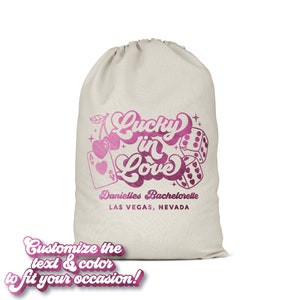 Custom Lucky in Love Bachelorette Bag | Tote Bag | Hangover Kit | Survival Kit | Recovery | Party Favor Gift | Casino | Las Vegas | Gambling