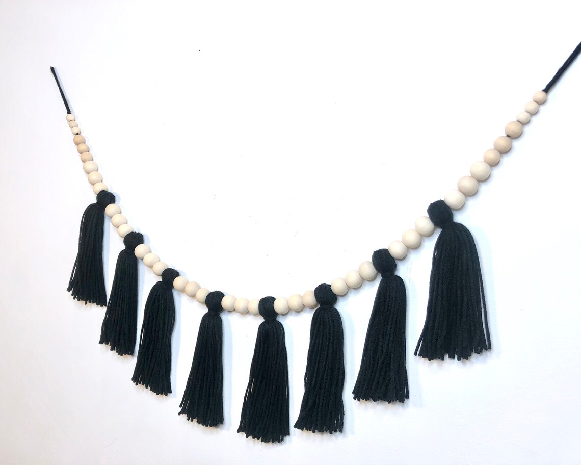 The Dark Side Wood Bead Tassel Garland Yarn Wall Hanging Etsy