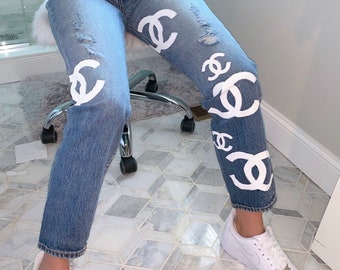 womens printed jeans