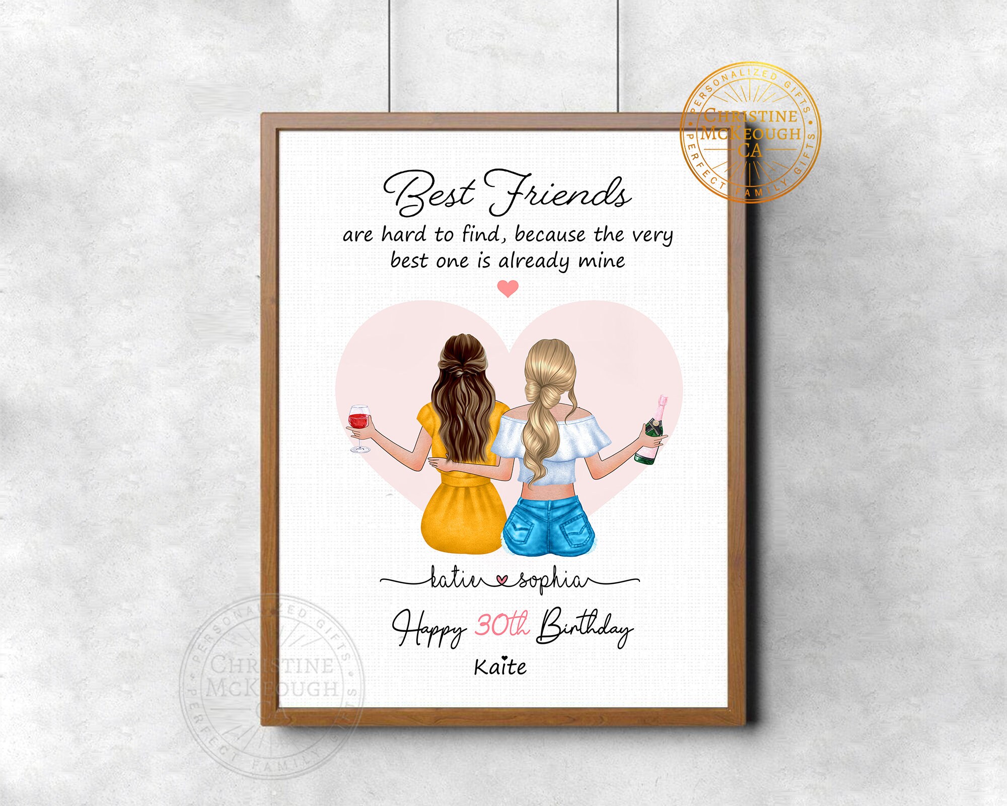 Personalized Best Friend Art Print Best Friend Birthday Wall Etsy