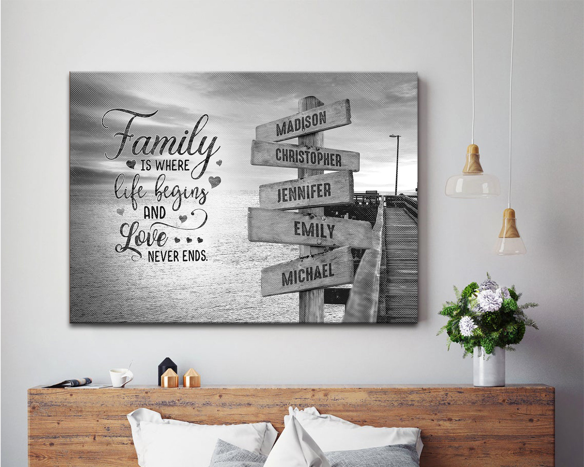 Personalized Street Sign Multi Names Canvas Custom Family Etsy
