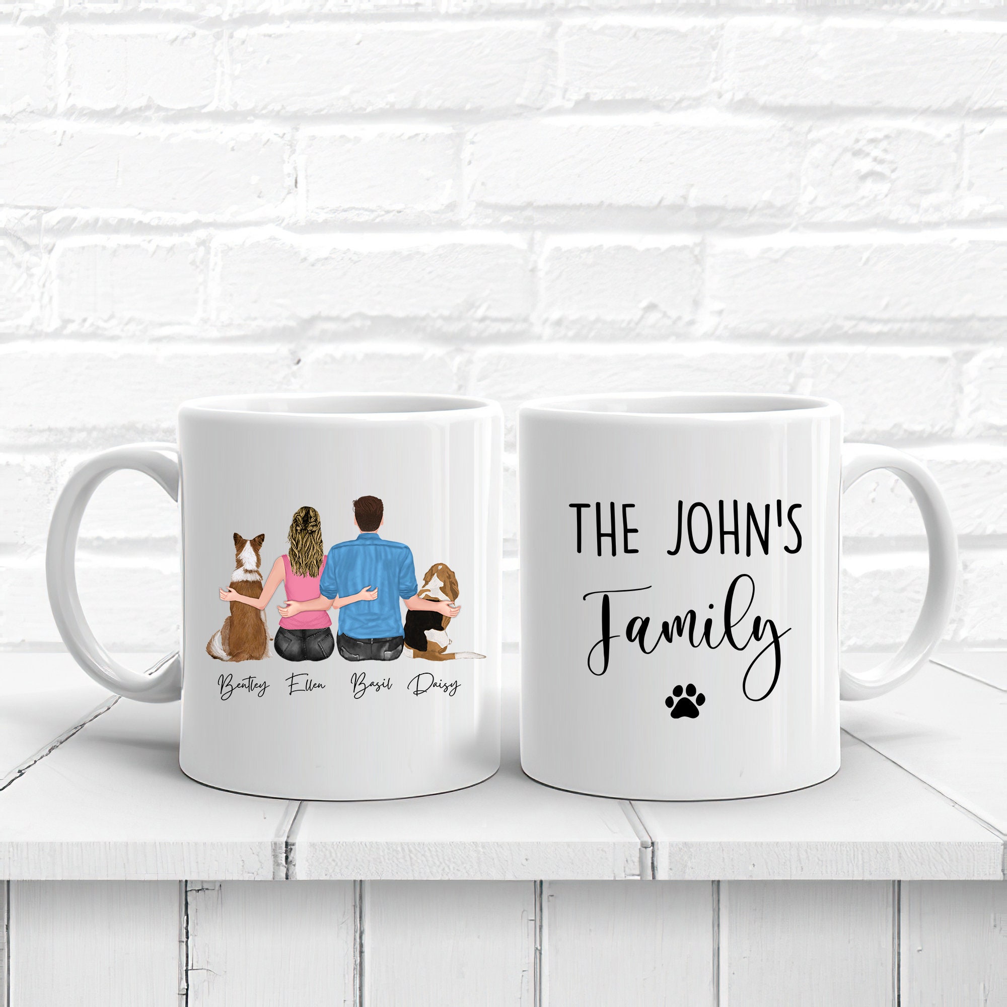 Personalized Dog And Parents Mug Custom Couple Hugs Dogs Mug Etsy
