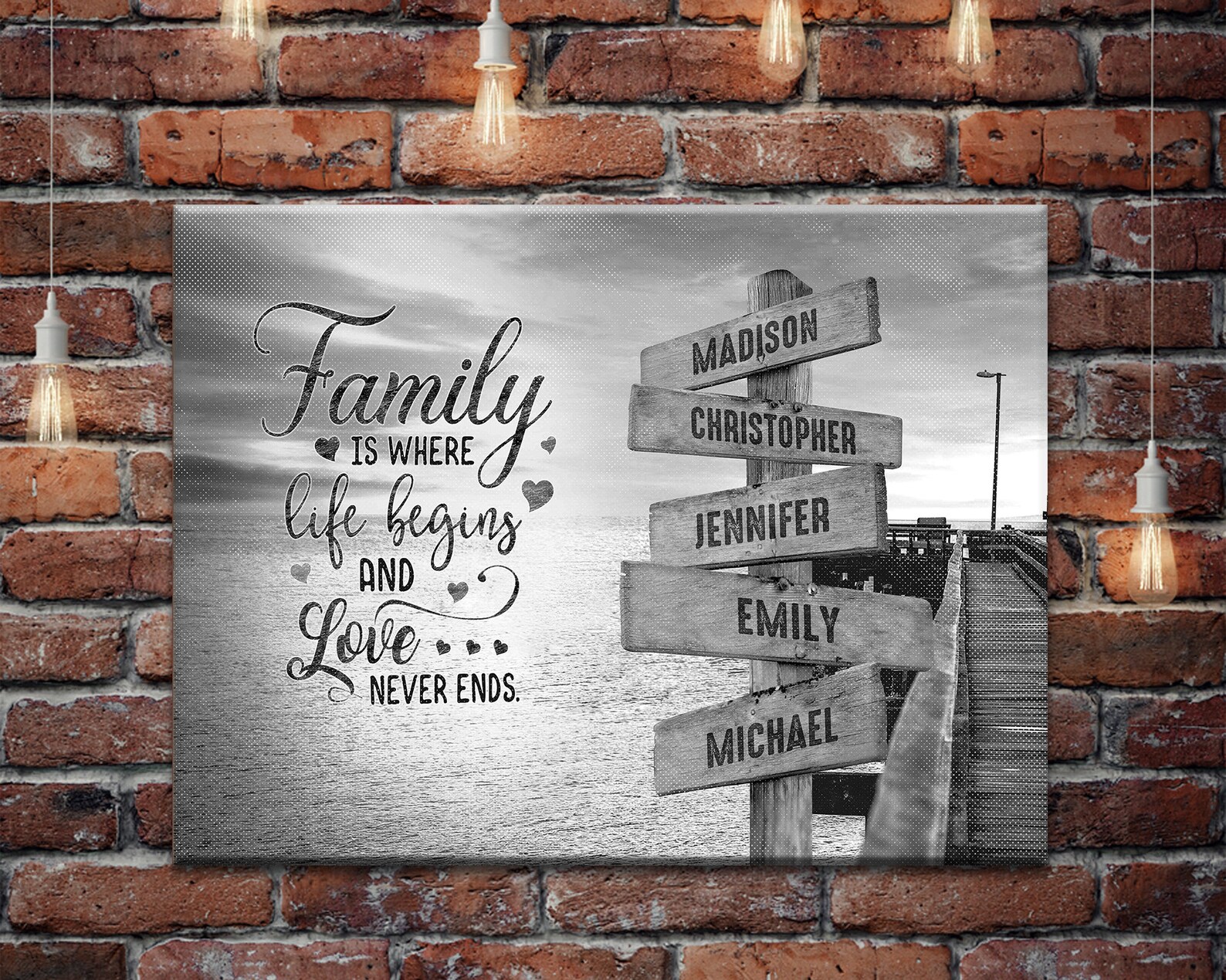 Personalized Street Sign Multi Names Canvas Custom Family Etsy