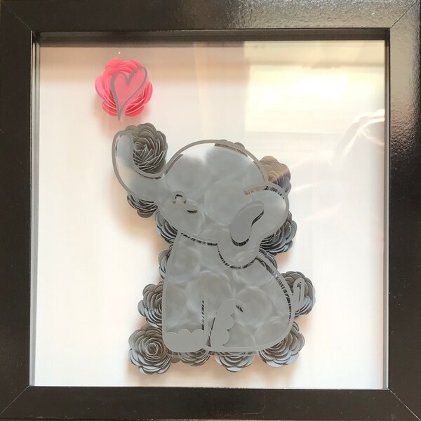 Elephant Paper Flower Shadow Box Etsy