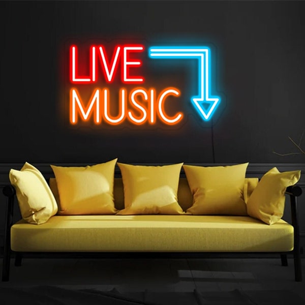 Decoración de música en vivo, letrero de neón, barra de luz de neón, estudio de música en vivo, letrero led de neón para decoración de sala de estar y dormitorio