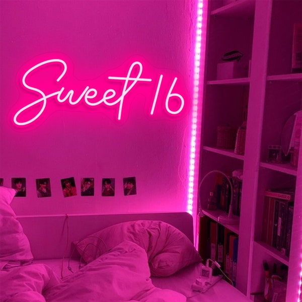 Sweet 16 Led neon sign Sweet 17 birthday party neon sign Sweet 18 Bat Mitzvah neon light Custom made neon light birthday gift