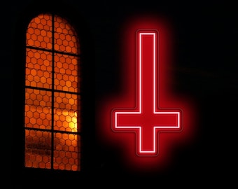 Inverted Cross LED Neon Sign, Home decor, Devil Satan, Light Room Interior Design Neon Sign Wall Art Wall Decor Heart Bible Сross Neon Sign
