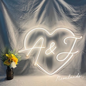 Custom Heart with Name Initials Led Heart neon sign Heart Neon sign Proposal Engagement Party Decor image 5