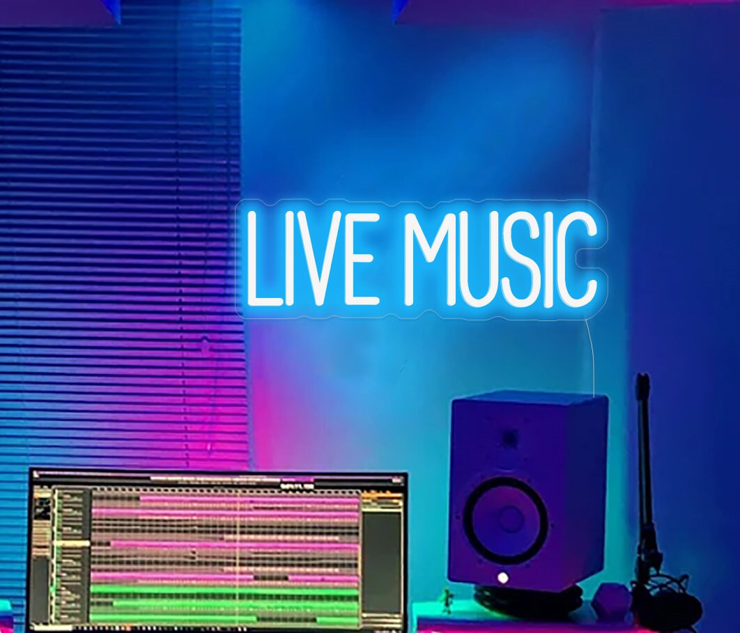 LIVE MUSIC Custom LED Neon Sign Personalized Neon Light Up Sign Bar Nightclub Music Studio Wall Decor Living Room Decoration Birthday Gift