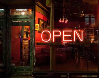 LED Open Neon Sign for Business Store, Remote Controller Included