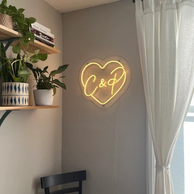 Custom Heart with Name Initials Led Heart neon sign Heart Neon sign Proposal Engagement Party Decor image 6