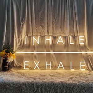 Inhale Exhale LED Neon Sign, Wall Art, Yoga Inhale Exhale Sign, Yoga Lover Gift, Pilates Gift, Spa Decor For Wall, Inhale Exhale Bedroom
