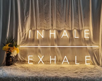Inhale Exhale LED Neon Sign, Yoga Studio Wall Art