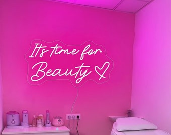 It's Time For Beauty Neon Sign,Beauty Salon Neon Signs,Led Neon Light For Lash Salon Nails Shop Cloakroom Decor,Home Wall Decor,Neon Art