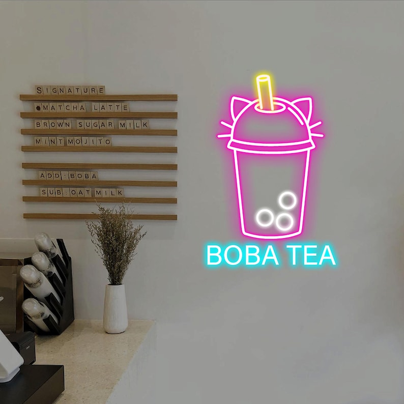 Boba Tea Neon Sign, Bubble Tea Custom LED Light, Milk Tea Neon Light ...