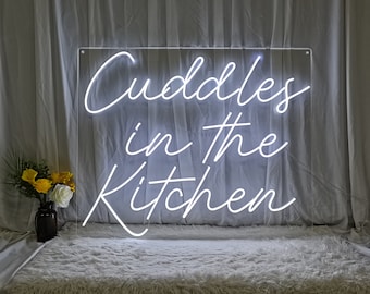 Abrazos en la cocina: letrero de neón, decoración de pared personalizada.