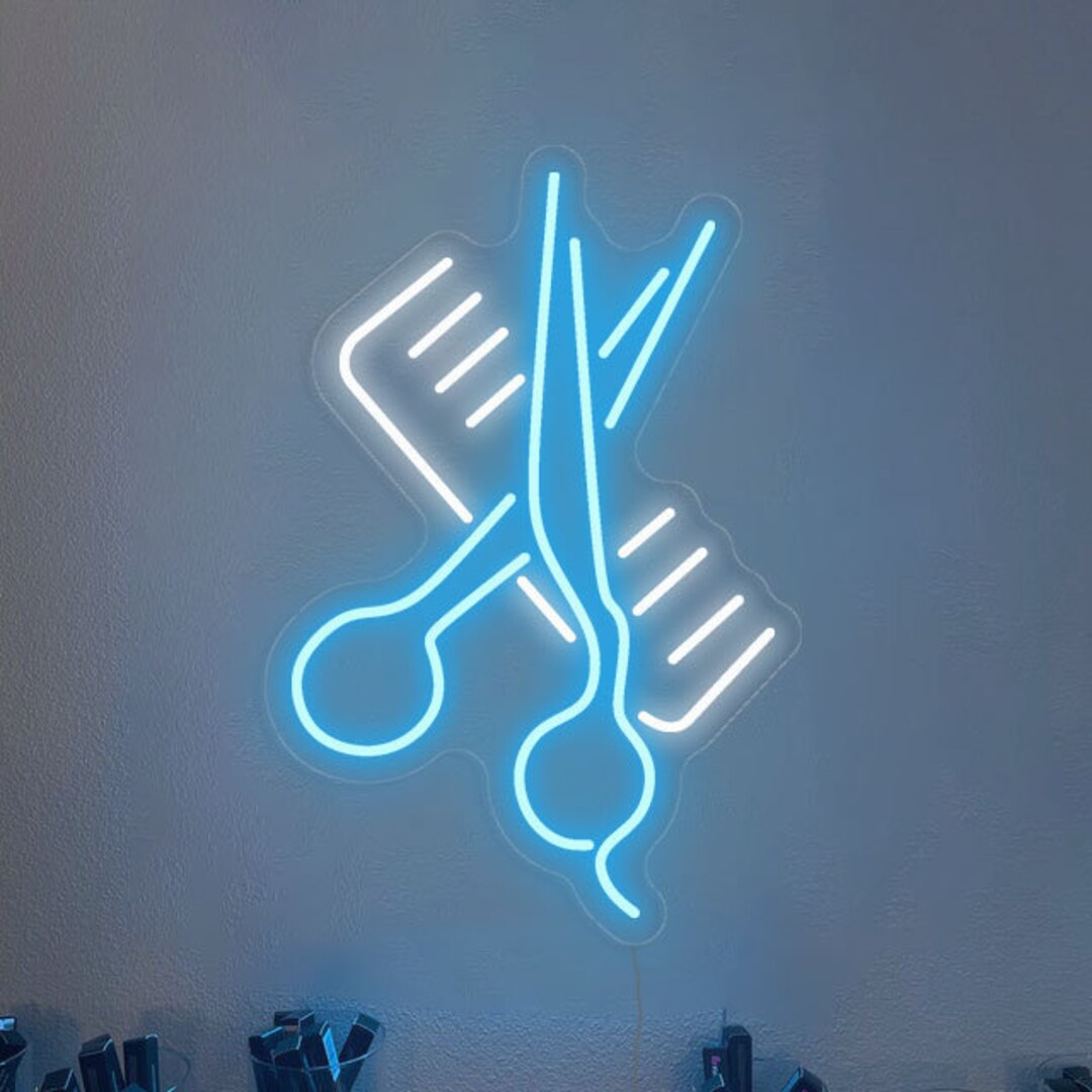 Salon Neon Sign,salon Scissors Neon Sign, Barber Shop Led Sign
