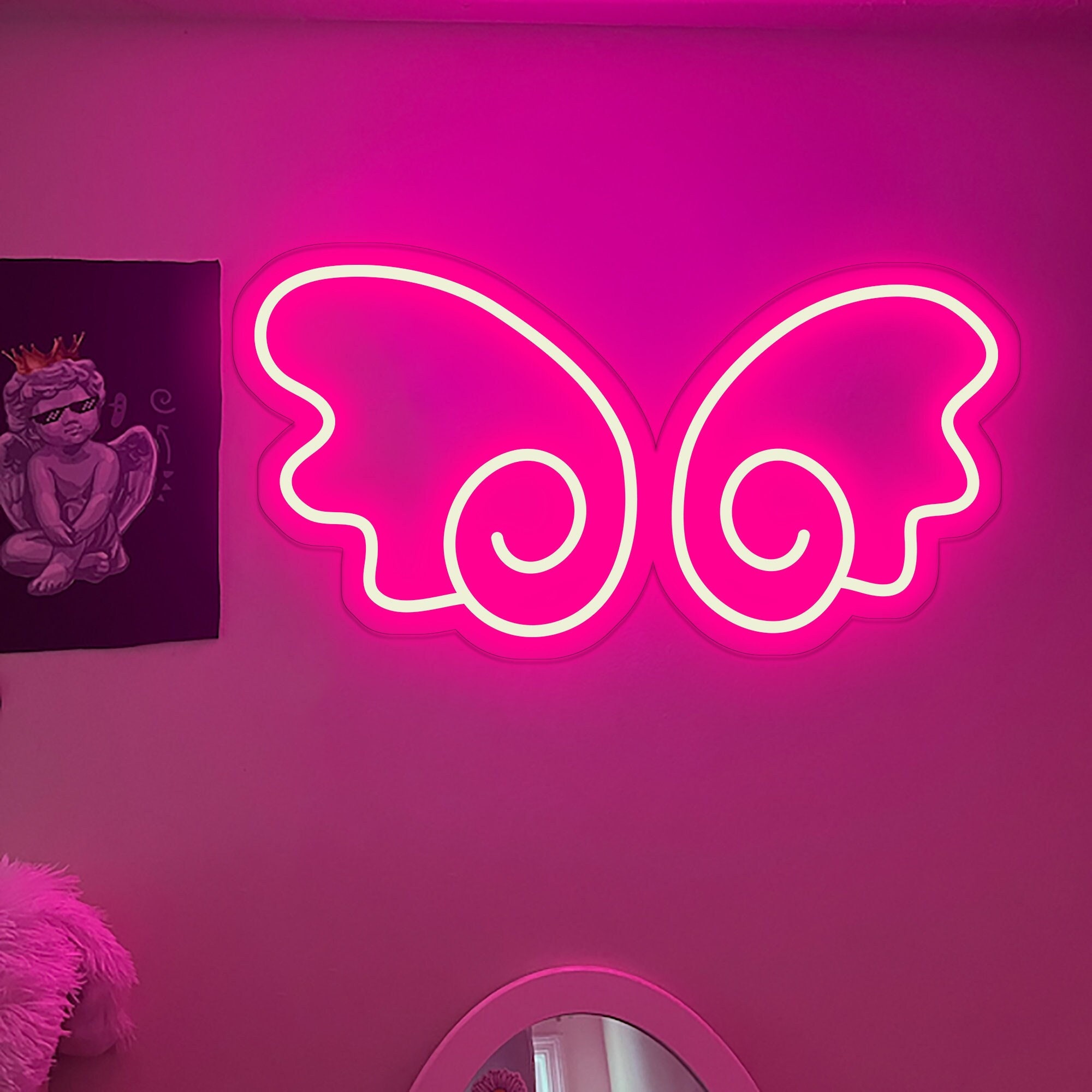 Kawaii anime wings decoration neon sign cute Japanese cute wings neon light Silicone neon led sign for living room bedroom decoration