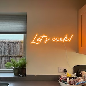Lässt kochen Neonschild, lass uns kochen Küchendekoration, benutzerdefinierte Leuchtreklame Led Licht Wandkunst, Küchenwanddekor