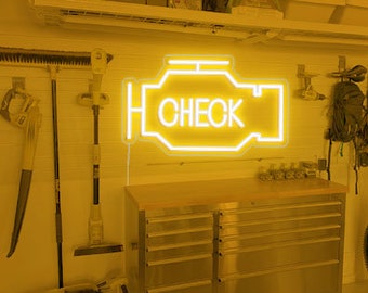 Check Engine Light Neon Sign, Check Engine Neon Sign, Man Cave Neon Sign, Garage Neon Sign, Gift For Dad Car Check Engine