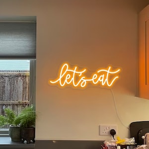 Lets eat Led neon sign let&#39;s eat neon light Home decor Custom made neon light for bedroom decor livingroom wall art decor neon light