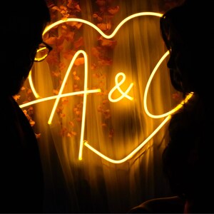 Custom Heart with Name Initials Led Heart neon sign Heart Neon sign Proposal Engagement Party Decor