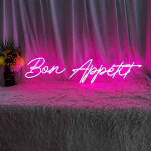 Bon Appetit Neonlicht, Küche französisches Dekor LED-Schild, benutzerdefinierte personalisierte Beschilderungslampe, LED-Neonschild