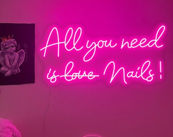 All you need is nails store sign, hair salon sign, beauty salon sign, Store logo neon sign, Led neon sign
