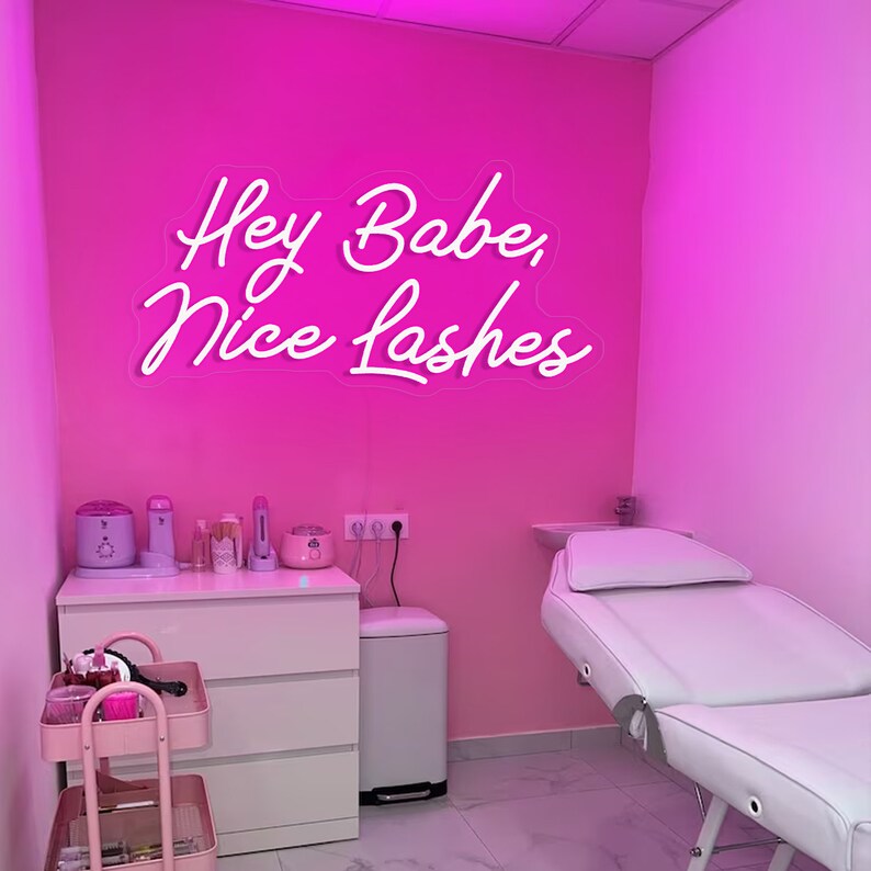 Hey Babe Nice Lashesneon Sign,lash Room Wall Decor,custom Neon Sign ...