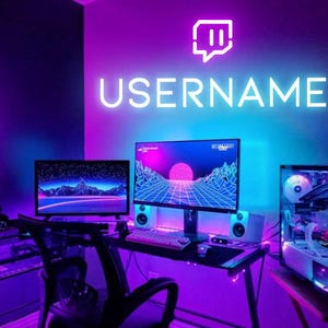 Letrero de etiqueta de jugador personalizado Letrero de neón con nombre de usuario Letrero de neón personalizado Etiqueta de jugador para Twitch Instagram Facebook Tiktok Youtube Etiqueta Decoración de sala de juegos