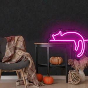 Cat is lying on the windowsill LED neon sign, pet neon light, animal led light, custom kitty cat led sign, home decor