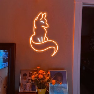 Fox LED Neon Sign, Animal Neon Sign, Custom Neon, Neon Light, Art Neon Sign, Neon Bedroom, Neon Sign Wall Decor, Bedroom Decor for Teens
