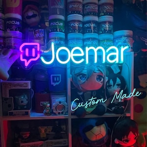 Letrero de neón con nombre de usuario personalizado, Letrero de etiqueta de jugador personalizado, Letrero LED con nombre de usuario personalizado, Letrero de neón con etiqueta de jugador, Letrero de neón personalizado para jugador, Letrero luminoso con etiqueta de jugador