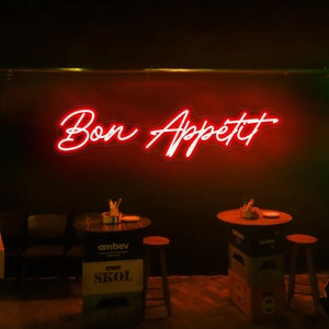 Bon Appetit Neonlicht, Küche französisches Dekor LED-Schild, benutzerdefinierte personalisierte Beschilderungslampe, LED-Neonschild