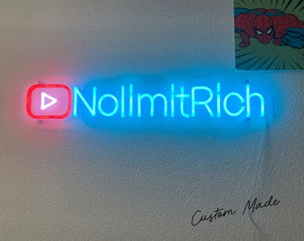 Custom youtube neon sign Custom twitch neon sign Neon youtuber light personalize youtuber neon sign Gamer gifts