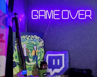 Game Over Neon Sign, Gamer Room Decor