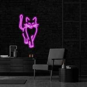 Walking cat Neon sign Cat led neon sign Bedroom Decor,cat Lover Gifts, Cute Wall Custom Neon Decor, Cat Night Light