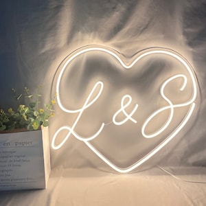 Custom Name Initials / Custom surname neon sign / Custom text neon sign / Heart neon sign Heart Neon sign Proposal Engagement Party Decor