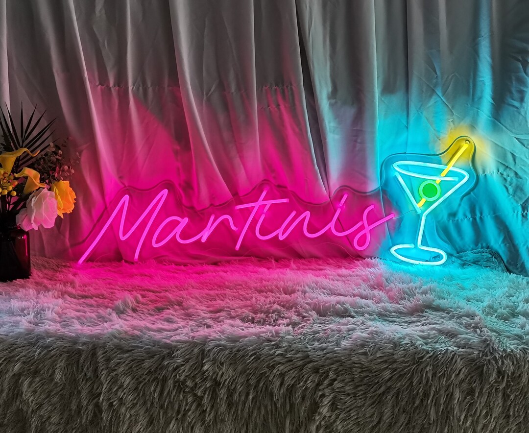 Martini Neon Sign for Bars & Restaurants,custom Neon Wall Art,elegant