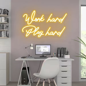 Work Hard Play Hard Neon Sign ,Neon Sign Wall Deco, Handmade Neon Wall Sign,Led Neon Light ,Work Hard Play Hard Led Sign,Custom Office Sign