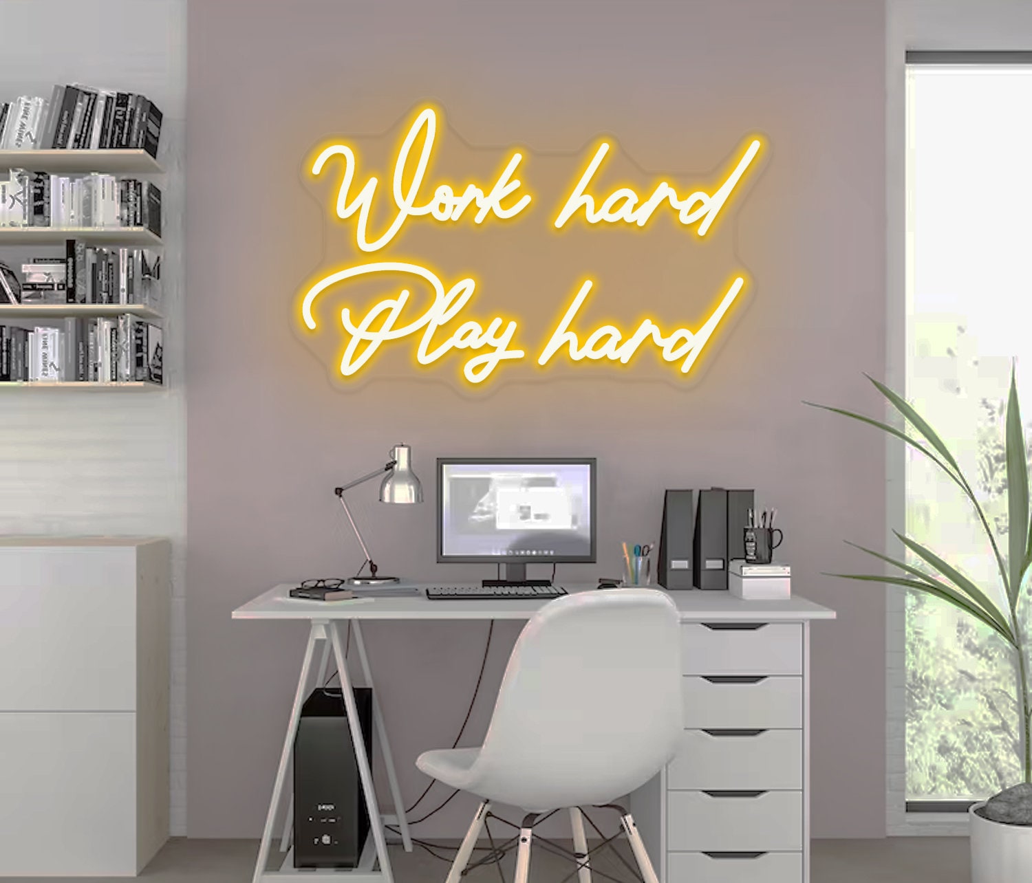 Work Hard Play Hard Neon Sign ,neon Sign Wall Deco, Handmade Neon Wall ...